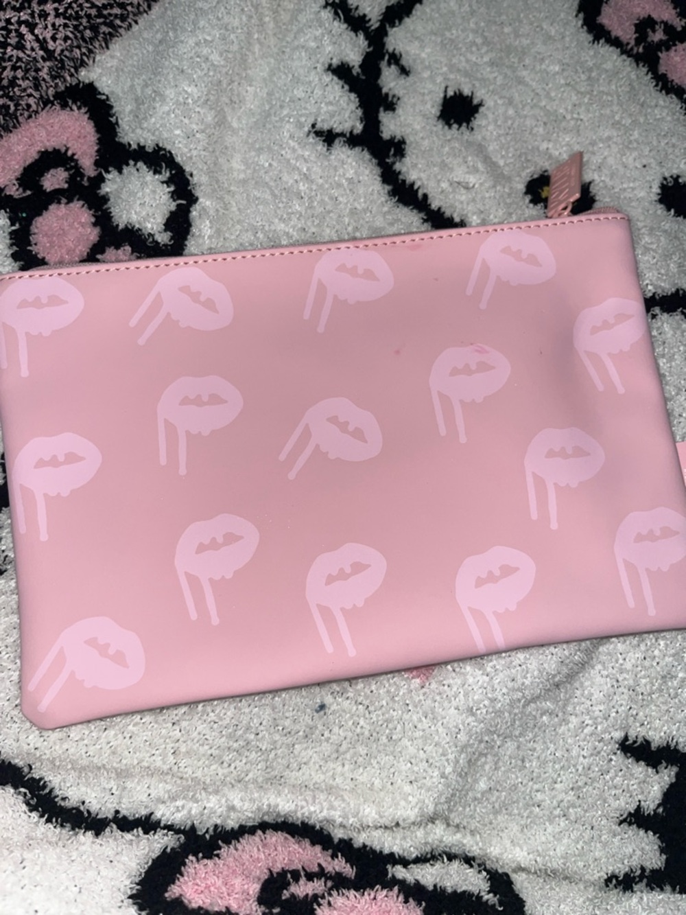 Kylie Pink Lip Print Cosmetic Pouch